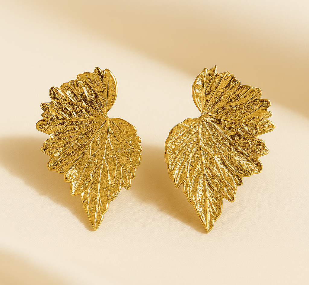 Gold Gilded Leaf Stud